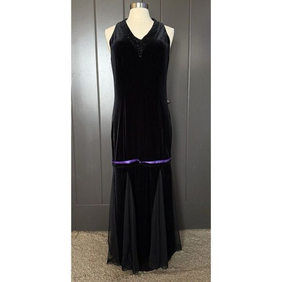 Jessica Howard Maxi Dress Women's 90's Velvet Beaded Mermaid Whimsigoth Witchy - Picture 1 of 15